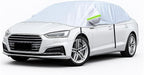 Half Car Cover for Sedan, 141.7" Windproof Windshield Cover, Dustproof Auto Sunroof Covers with Reflective Straps, All Season Universal Waterproof Vehicle Window Sun Protector(Sedan)