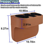 ZIMISI Car Cup Holder, Leather Front Console Gap Filler Organizer (Brown) | Car Seat Gap Filler Storage Box, Multifunctional Car Cup Drink Holder, Coin Bucket, Cell Mobile Phone Holder