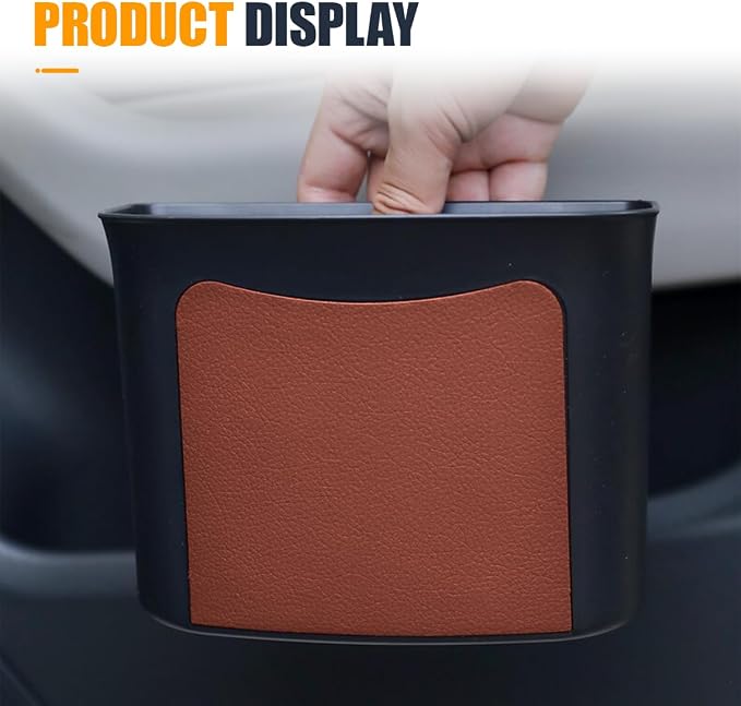 YoRise Car Trash Can, Multifunctional Hanging Garbage Can, Car Storage Organizer Container, Mini Trash Bin, Waterproof Automotive Door Side Garbage Organizer Holder for Most Cars (Brown)