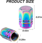 Colorful Aluminum Tire Stem Valve Caps Wheel Valve Covers Car Dustproof Tire Cap Cover Accessories, Universal for SUV, Car, Bike and Motorcycle，Hexagon Shape (4PCS)