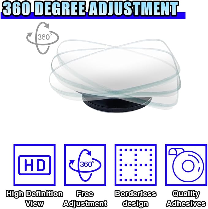 2PCS Blind Spot Car Mirror, HD Glass Rotate Adjustable Car Side Mirror, Fan Shaped Frameless Wide-angle Blind Spot Mirror, Universal Convex Rear View Mirror for Car, SUV, Truck (Fan shape)