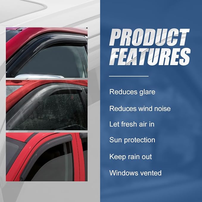 Rain Guards Tape-On Compatible with 2017-2020 Elantra 4pcs Window Visors Deflectors