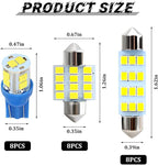 24PCS LED Interior Car Lights, T10 31mm 41mm Dome Bulb Kit,Ice Blue | 194 168 2825 DE3175 578 sockets, alloy PCB, output for map trunk license tag, plug in, automotive accessories