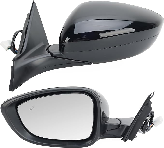 Left Driver Side Mirror Compatible with 2018-2022 Honda Accord LX Sport Power Glass | Heated | with Blind Spot | Manual Folding Repalces HO1320329 (7Pins-Black)