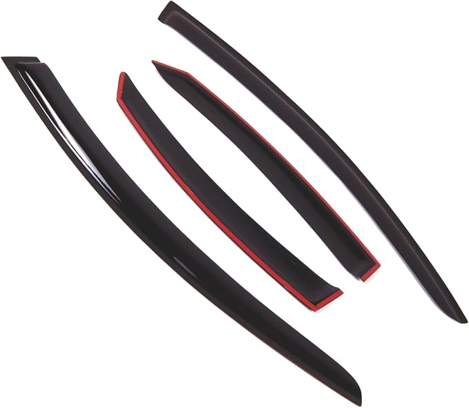 WD2-487 Dark Smoke 4 Pcs Set Window Visor (Outside Mount) Deflector Rain Guard Compatible with 2005-2012 Volvo S40