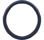 Colour Piping Leather Universal Fit Steering Wheel Cover,Perfectly fit for 14.5-15 inches Suvs, Vans, Trucks, Sedans, Cars (Black&Blue)