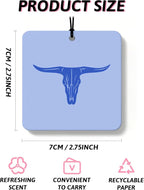 Blue Boho Western Orange Car Air Freshener 4 Pcs, Preppy Cow Skull Cactus Cowgirl Boots Square Hanging Air Freshener for Closet Drawer Books, Western Car Accessories Mirror Decor for Women
