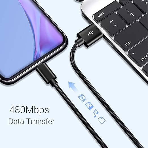 USB C Cable 1.5FT 3 Packs, 18W Short Type C Cord Fast Charge USB 2.0 Data Braided Compatibile with Samsung Galaxy S22 S21 S20 Ultra 5G, Google Pixel, Power Bank and Other Type C Devices