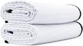 Dry Me A River, Professional Korean 70/30 Blend Microfiber Waffle-Weave Drying & Detailing Towels, Soft Suede Edges, 390 GSM, 20x40 Inches, White, 2-Pack