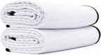Dry Me A River, Professional Korean 70/30 Blend Microfiber Waffle-Weave Drying & Detailing Towels, Soft Suede Edges, 390 GSM, 20x40 Inches, White, 2-Pack