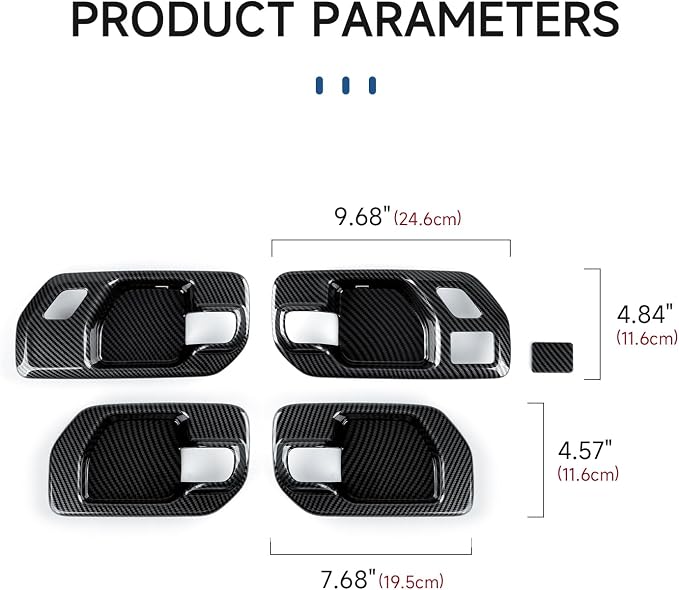 Car ABS Carbon Fiber Inner Door Handle Cover Interior Trim Decal for 2019-2025 Chevy Silverado | for 2019-2021 GMC Sierra 1500 2500 3500 HD Accessories （4 Door