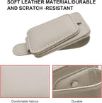 2 Pack Leather Car Sunglass Holder, Magnetic Leather Glasses Eyeglass Hanger Clip for Car, Sunglass Clip Glasses Holder for Car Visor-Beige