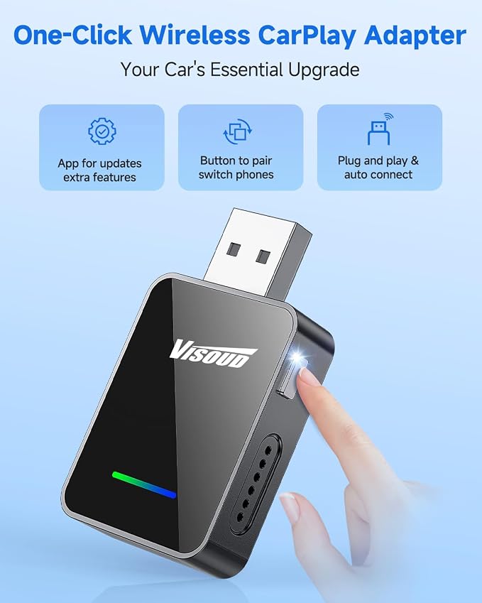 𝟐𝟎𝟐𝟔 𝐔𝐩𝐠𝐫𝐚𝐝𝐞𝐝 Android Auto & CarPlay Wireless Adapter, One Click Multi Device Switching, Ultra-Fast 5.8GHz WiFi, Bluetooth 6, Plug & Play USB-A/C for 2016+ Car Models