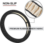 KARREAL Black Leopard Print Cheetah Elastic Steering Wheel Cover, Non-slip Breathable Neoprene Steering Wheel Covers, Women Leopard Car Accessories, Universal 15 Inch Fit Auto, Suvs, Truck