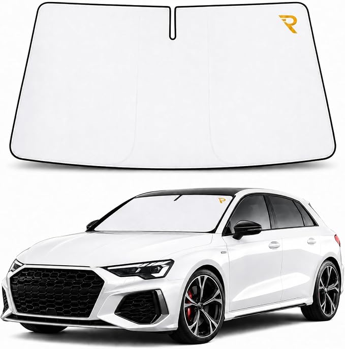 [2026 Upgrade] RevLux Car Windshield Sun Shade | Keeps Car Cool, Sun & Heat Protection | Double Thickened Ice-Core Cooling Fabric | Zero Light Leakage | Foldable Sunshade (Compact - 51"x31")