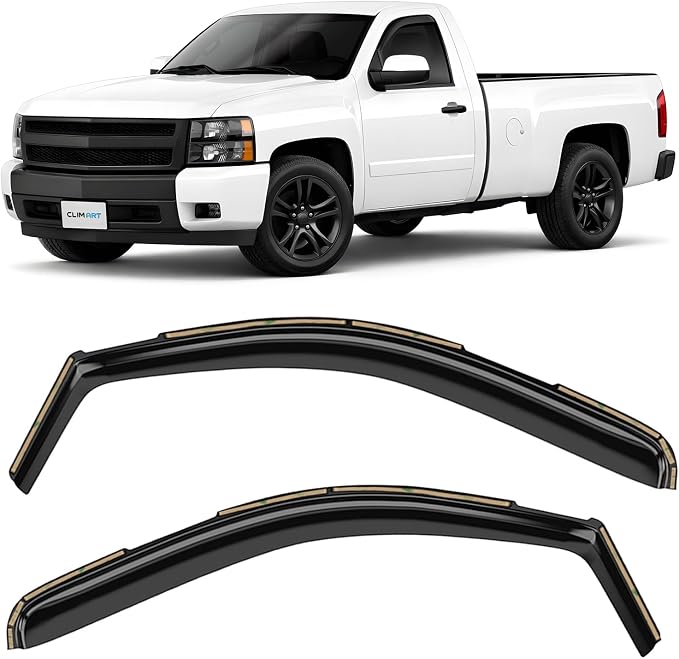 in-Channel Incredibly Durable Rain Guards Compatible with Silverado/Sierra 1500 2007-2013 Regular Cab, Window Deflectors, Vent Deflector, Truck Accessories 2pcs - 307265