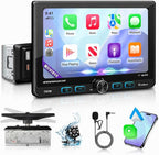 7" Single Din Touchscreen Radio, Floating Car Stereo with Wireless Apple CarPlay & Android Auto,30° Adjustable HD IPS Touchscreen,FM/AM,Bluetooth 5.2,USB & Type-C,MIC,Physical Knob, Backup Camera