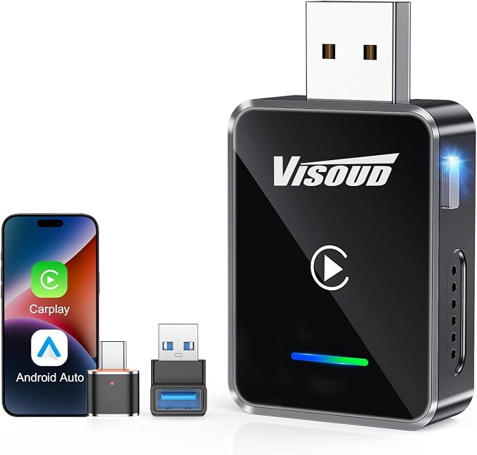 𝟐𝟎𝟐𝟔 𝐔𝐩𝐠𝐫𝐚𝐝𝐞𝐝 Android Auto & CarPlay Wireless Adapter, One Click Multi Device Switching, Ultra-Fast 5.8GHz WiFi, Bluetooth 6, Plug & Play USB-A/C for 2016+ Car Models