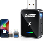 𝟐𝟎𝟐𝟔 𝐔𝐩𝐠𝐫𝐚𝐝𝐞𝐝 Android Auto & CarPlay Wireless Adapter, One Click Multi Device Switching, Ultra-Fast 5.8GHz WiFi, Bluetooth 6, Plug & Play USB-A/C for 2016+ Car Models