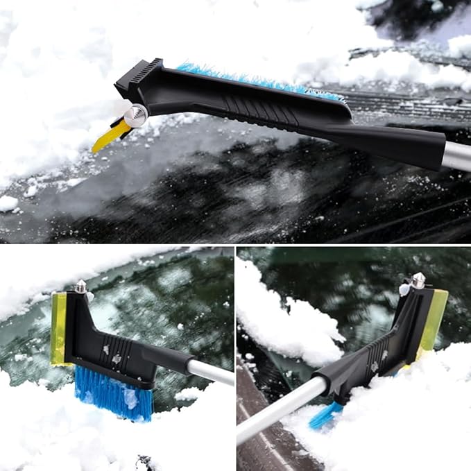 Extendable Snow Brush, Ice Scrapers Premium Aluminum Wide Oxford Shovel Head Design 4-in-1 Design Portable Compact Foldable Snow Shovel, Car Ice Brush for Cars Trucks (type 1)