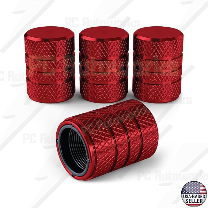 Aluminum Tire Valve Stem Caps – Anti-Rust, Premium Anodized Aluminum, Corrosion-Resistant, Easy Install, Universal Fit for Car, Truck, Bike, SUV – 1 Pack/Set of 4 (Ruby RED)