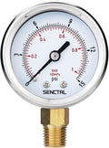 0-15 Psi Low Pressure Gauge, 2" Dial Size, 1/4 Npt Lower Mount, Waterproof, Stainless Steel Case, for Water Air ATV Tire Gas Pressure Test
