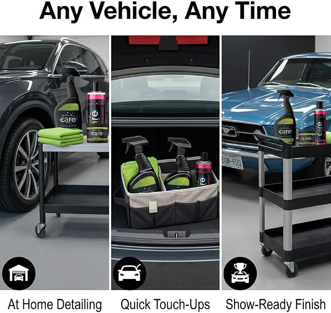Care Car Wash Care Kit, Essential Car Cleaning Supplies, for Trucks, SUVs, and More, 5-Piece Set with Shampoo, Spray, Gel Wax, Microfiber Towels