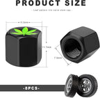 8 PCS Tire Valve Stem Caps, Cute Cow Print Airtight Dust Proof Tire Valve Covers, Corrosion Resistant Aluminum Wheel Stem Caps for Cars, Trucks, SUVs (Leaf)