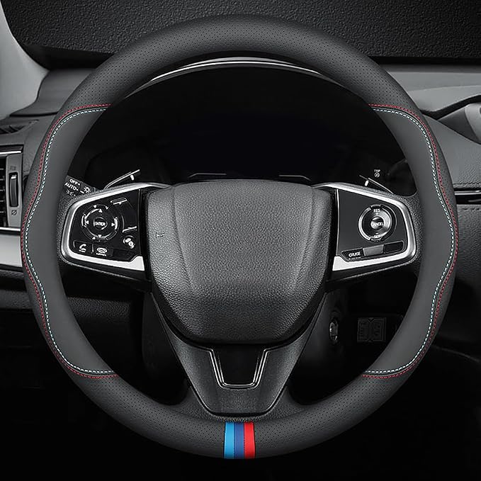 New Nappa Leather car Steering Wheel Cover, Universal 15 inch Black