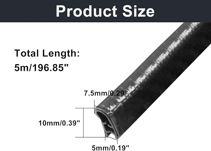 16.5 Ft (5m) Universal Car Door Edge Guards, Black | Rubber U-Shaped Trim Protector, No Glue Required