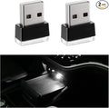 2 PCS USB LED Car Interior Atmosphere Lamp, Portable Mini LED Night Light, Plug-in USB Interface Trunk Ambient Lighting Kit, Universal Interior Car Accessories (White)