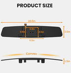 Rear View Mirror, 16 Inch Chrome Anti-glare Universal Panoramic Convex Car Interior Rear View Mirrors Clip on Big Wide Angle Rearview Mirror Extender to Blind Spot for Pickup Trucks Van
