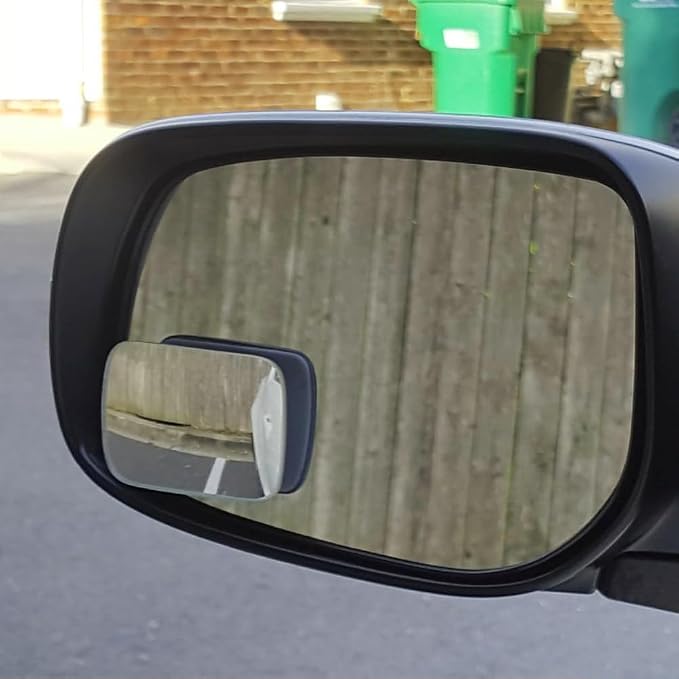 Rectangular Blind Spot Mirror, HD Glass Frameless Stick on Adjustabe Convex Wide Angle Rear View Blind Spot Car Mirror for Car Blind Spot, Pack of 2