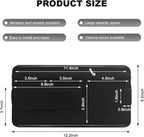 Car Sun Visor Organizer, Leather Sun Visor Pocket Organizer Case with Multi-Pocket Net Zipper, Suede Note Holder Car Visor Storage Pouch for Card Pen Sunglasses Document (Black)