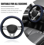 Car Steering Wheel Cover, Leather Breathable Ice Silk Auto Wheel Wrap with Anti-Slip Lining, Scratch-Resistant Elastic Protector Fit for 14.5-15 Inch Steering Wheels (Blue)