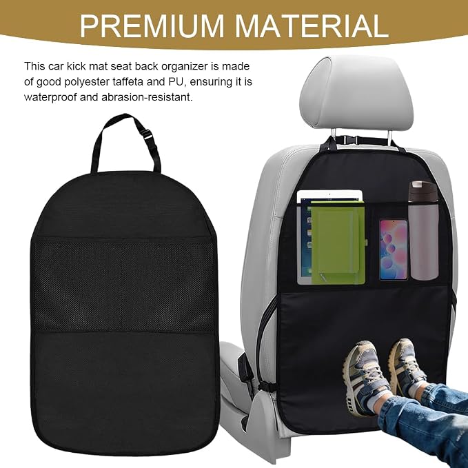 Kick Mat Back Seat Protector, Back Seat Cover for Kids, Large Vehicle Backseat Protector with 2 Mesh Storage Pockets, Waterproof Car Backseat Protective Covers for Most Vehicles (1PCS)