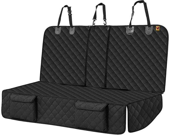 Dog Car Seat Cover for Back Seat,Armrest Compatible, Waterproof Backseat Protector, Nonslip Rear Seat Cover for Dogs & Kids, Universal Size Fits Cars Trucks SUVs(Black)