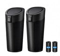 Car Trash Can Bin with Lid, 2 Packs,Mini Small Garbage Can Bin,Cup Holder Trash Can for Vehicle, Car's Door, Back Seat - Leakproof Portable Dustbin (Black)