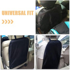 2pcs Kick Mats Backseat Protector Pad for Feet, Waterproof Oxford Fabric Anti-Scuff Vehicle Seat Back Covers, Black Travel Accessories