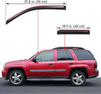 Extra Durable Clip-on in-Channel Auto Vent Window Visor, Fits 2002-2009 Chevrolet Trailblazer, UV Protection Rain Guard, Original Wind Deflector, No-Drill Easy Install, Dark Smoke, 4-Pcs
