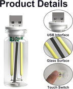 Hiseanllo 3PCS USB Car Interior Lights, Plug-in Glass Bottle Ambient Lamps for Cars, Portable Atmosphere Night Light, Universal Auto Interior Accessories (Green)