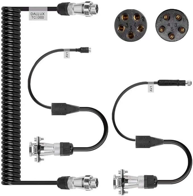 Heavy Duty Vehicle Coil Trailer Cable with 1 Channel 4 PIN AV Connector Disconnect Kit for Truck Caravan Motor Home Backup Security Camera Monitor System