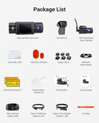 New N4S 3 Channel Dash Cam, STARVIS 2 Night Vision, Front Rear Inside Dashcam for Cars, Front and Rear Dual Channel, PlatePix Tech, Parking Mode, Wi-Fi, GPS, 2" IPS, Support 1TB (RC18)
