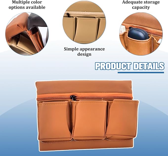 Car Window Side Storage Box, Multifunctional Leather Vehicle Side Door Armrest Pad Organizer with Pockets, Auto Window Arm Elbow Rest Storage Bag, Universal for SUV Van Truck (Brown)