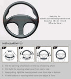 Carbon Fiber Steering Wheel Cover, Universal 15 inch, Breathable, Anti-Slip, Warm in Winter and Cool in Summer, Black