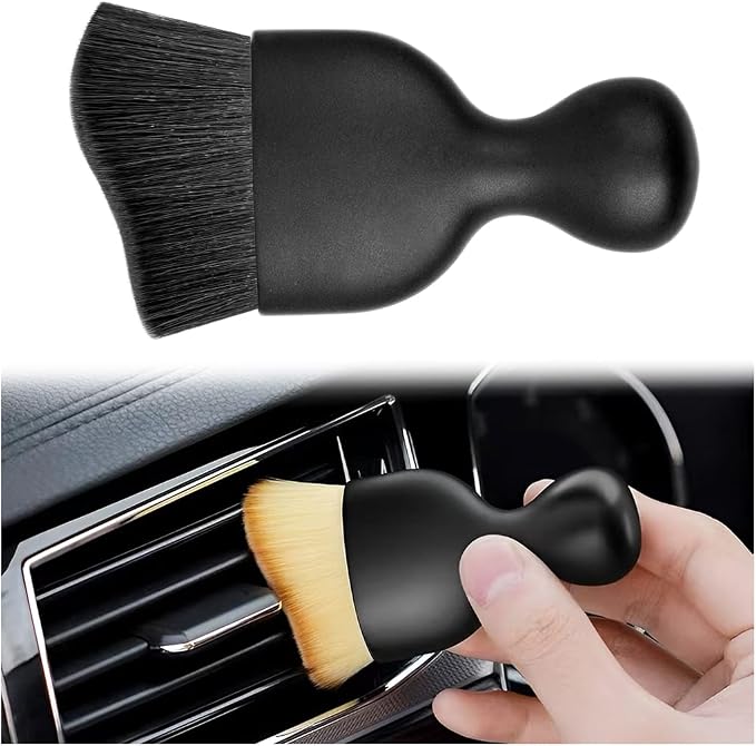Car Detailing Brush, Auto Interior Dusting Brush, Car Soft Bristle Cleaning Tool, Universal Car Interior Crevice Brush for Dashboard, Air Conditioner Vents, Leather, Computer (Black)