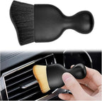Car Detailing Brush, Auto Interior Dusting Brush, Car Soft Bristle Cleaning Tool, Universal Car Interior Crevice Brush for Dashboard, Air Conditioner Vents, Leather, Computer (Black)