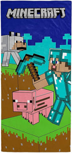 Minecraft Kids Bath Pool Beach Towel - Super Soft & Absorbent 100% Cotton Towel, Measures 28 x 58