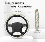 Flowers Colorful Floral Spring Steering Wheel Cover Car Accessories Cute for Women Girls Girly Universal 15 Inch Neoprene Auto Interior Decor Anti Slip Car Truck Protector