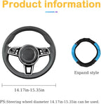 Bling Car Steering Wheel Cover, 15 Inch Rhinestones Soft Leather Elastic Steering Wheel Protector, Sparkly Crystal Diamond for Women Girls, Car Interior Accessories for Most Cars (Blue)